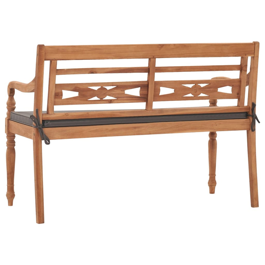 Bank Batavia met donkergrijs kussen 120 cm massief teakhout