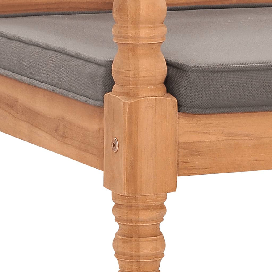 Bank Batavia met donkergrijs kussen 120 cm massief teakhout
