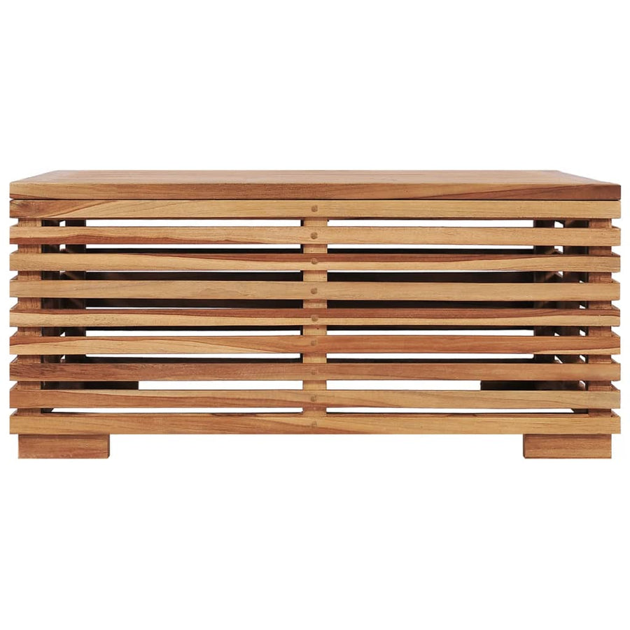 Tuintafel en voetensteun met crèmekleurig kussen teakhout