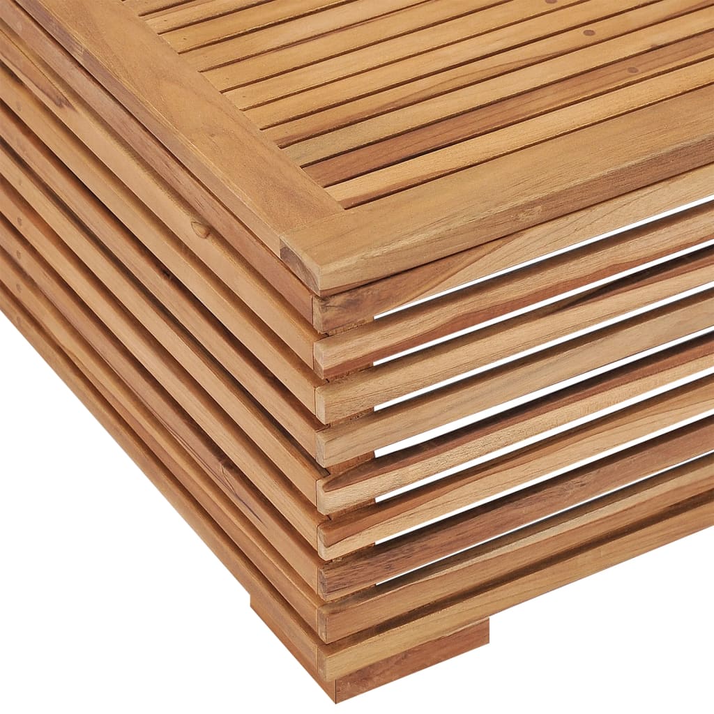 Tuintafel en voetensteun met crèmekleurig kussen teakhout