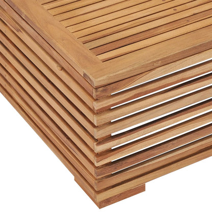 Tuintafel en voetensteun met crèmekleurig kussen teakhout