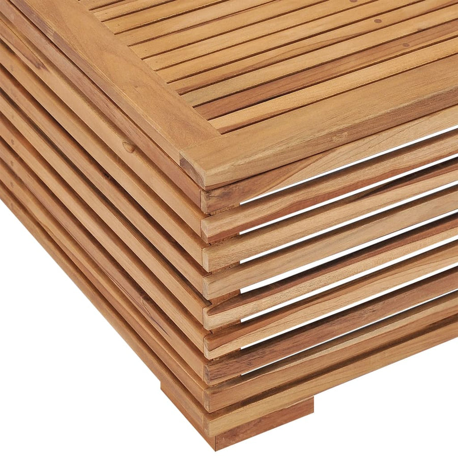 Tuintafel en voetensteun met crèmekleurig kussen teakhout
