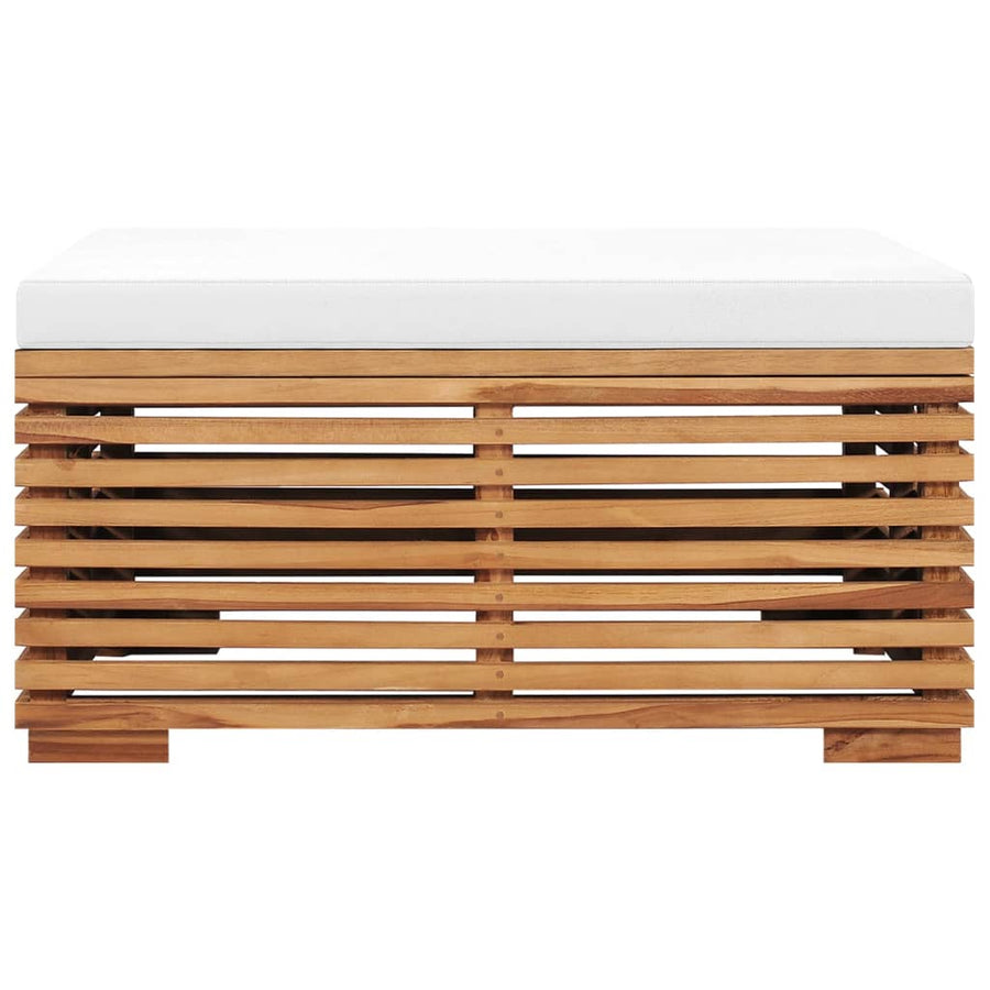Tuintafel en voetensteun met crèmekleurig kussen teakhout