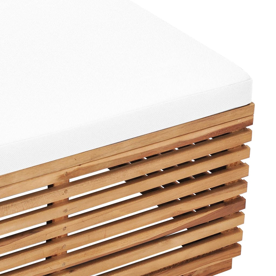 Tuintafel en voetensteun met crèmekleurig kussen teakhout