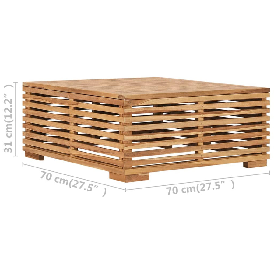 Tuintafel en voetensteun met crèmekleurig kussen teakhout