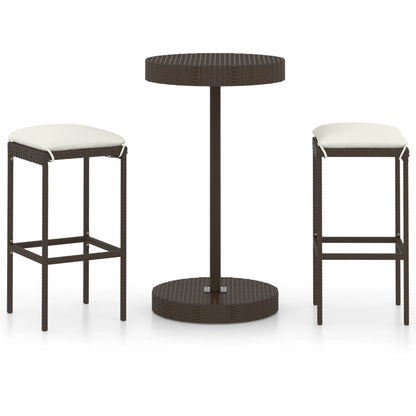 -Delige Tuinbarset Met Kussens Poly Rattan 3 Bruin