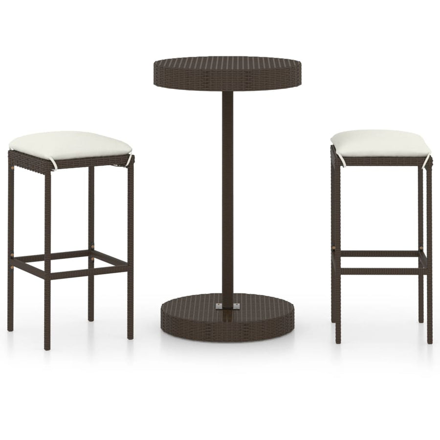 -Delige Tuinbarset Met Kussens Poly Rattan 3 Bruin