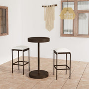 Tuinbarset 3-delig poly rattan bruin met kussens