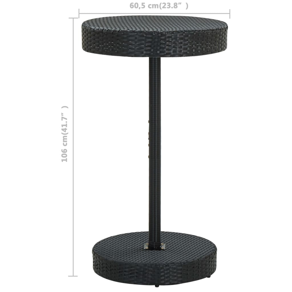 3-Delige Tuinbarset Met Kussens Poly Rattan Zwart