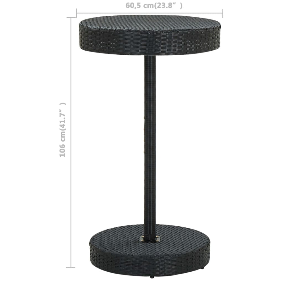 3-Delige Tuinbarset Met Kussens Poly Rattan Zwart