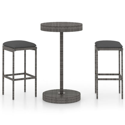 -Delige Tuinbarset Met Kussens Poly Rattan 3 Grijs