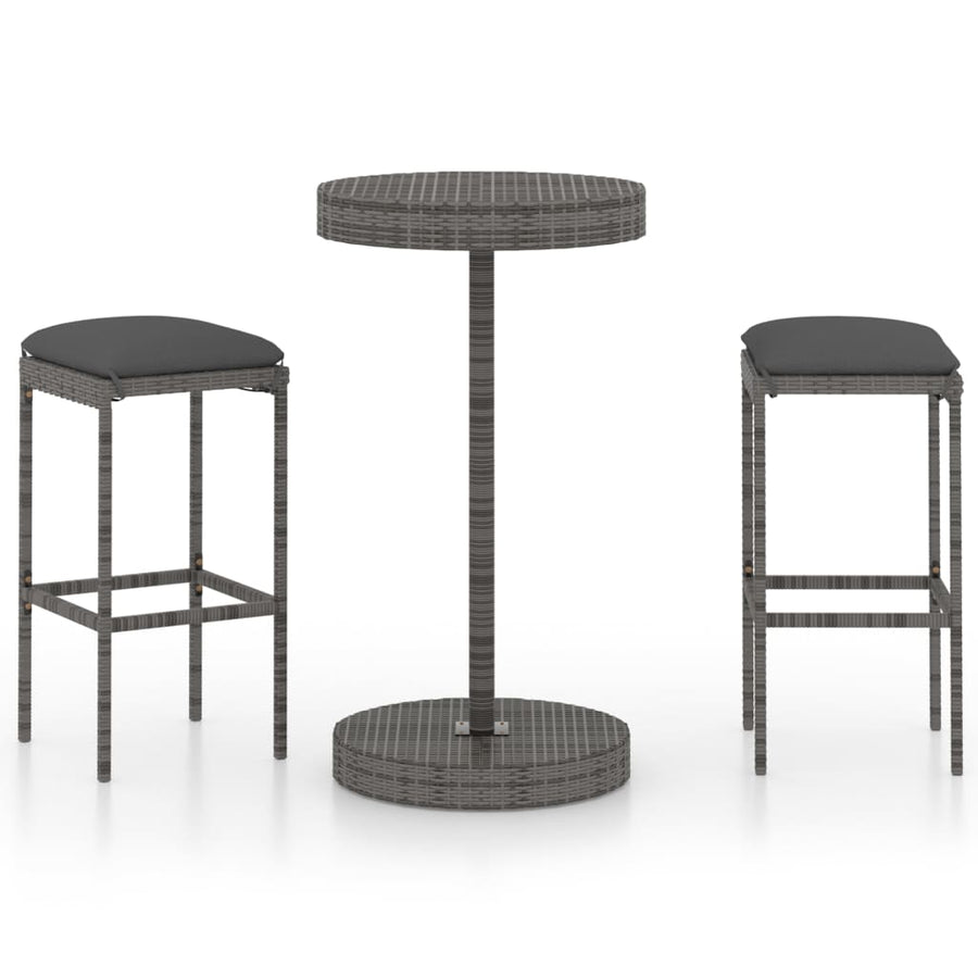 -Delige Tuinbarset Met Kussens Poly Rattan 3 Grijs