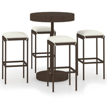 -Delige Tuinbarset Met Kussens Poly Rattan 5 Bruin