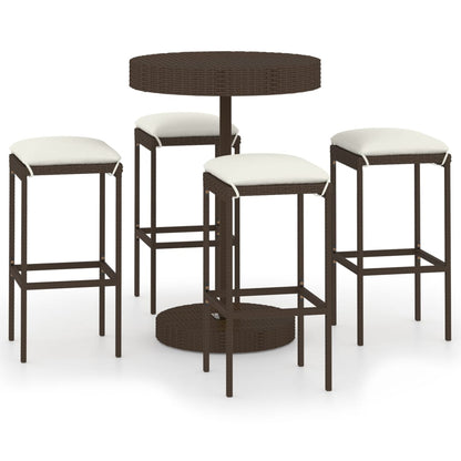 -Delige Tuinbarset Met Kussens Poly Rattan 5 Bruin