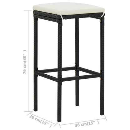 -Delige Tuinbarset Met Kussens Poly Rattan 5 Zwart