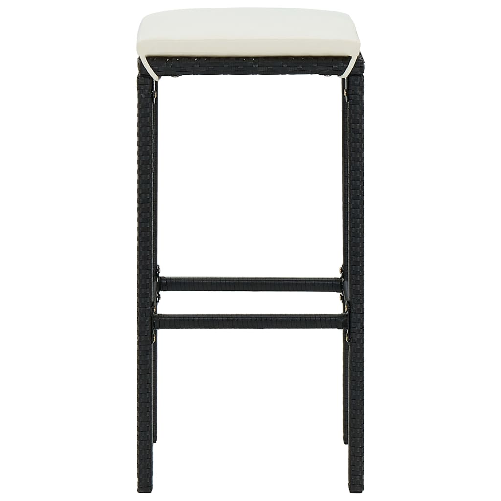 -Delige Tuinbarset Met Kussens Poly Rattan 5 Zwart
