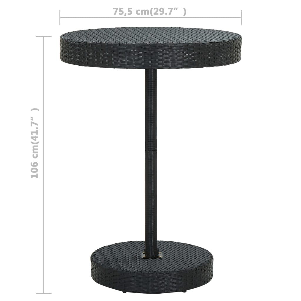 -Delige Tuinbarset Met Kussens Poly Rattan 5 Zwart