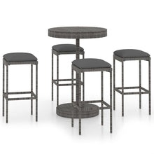 -Delige Tuinbarset Met Kussens Poly Rattan 5 Grijs