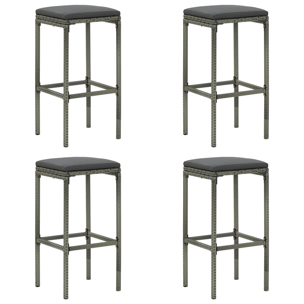 -Delige Tuinbarset Met Kussens Poly Rattan 5 Grijs