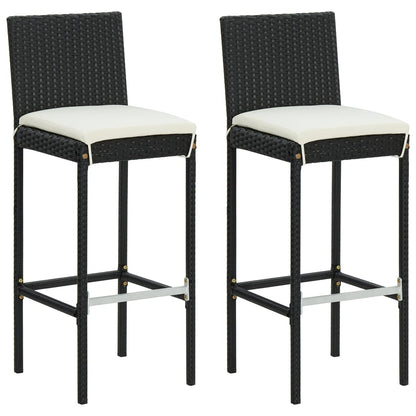3-Delige Tuinbarset Met Kussens Poly Rattan Zwart