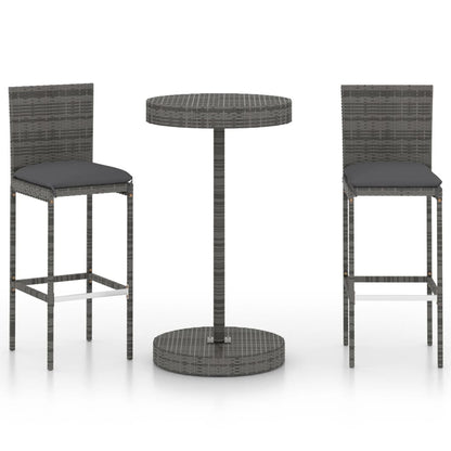 -Delige Tuinbarset Met Kussens Poly Rattan 3 Grijs