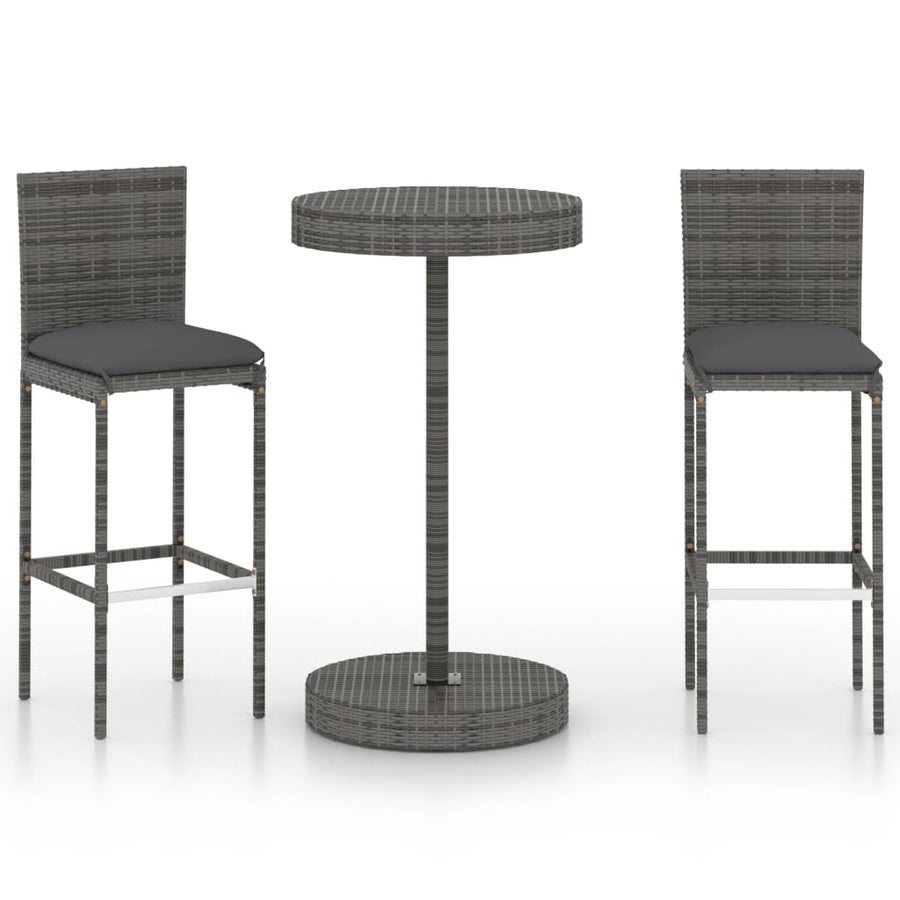-Delige Tuinbarset Met Kussens Poly Rattan 3 Grijs