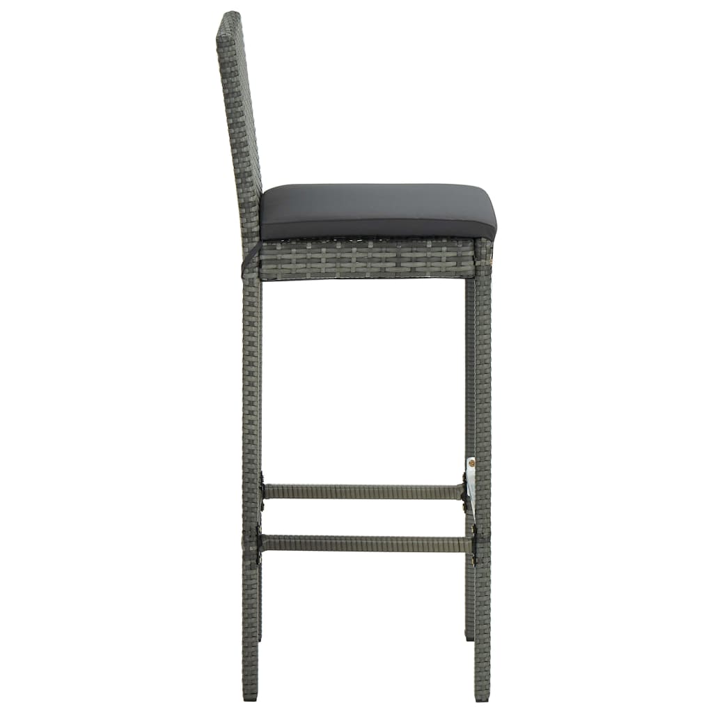 -Delige Tuinbarset Met Kussens Poly Rattan 3 Grijs