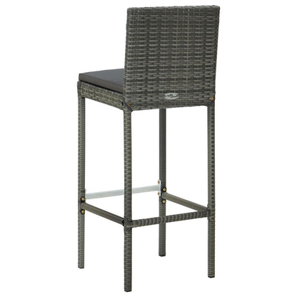-Delige Tuinbarset Met Kussens Poly Rattan 3 Grijs