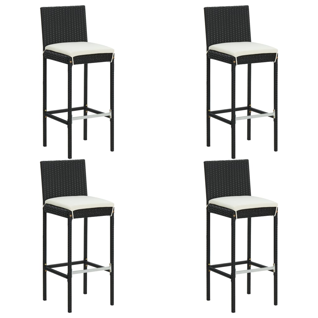 -Delige Tuinbarset Met Kussens Poly Rattan 5 Zwart