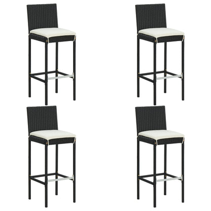 -Delige Tuinbarset Met Kussens Poly Rattan 5 Zwart