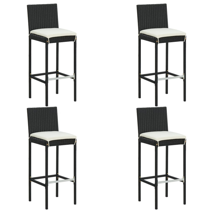 -Delige Tuinbarset Met Kussens Poly Rattan 5 Zwart