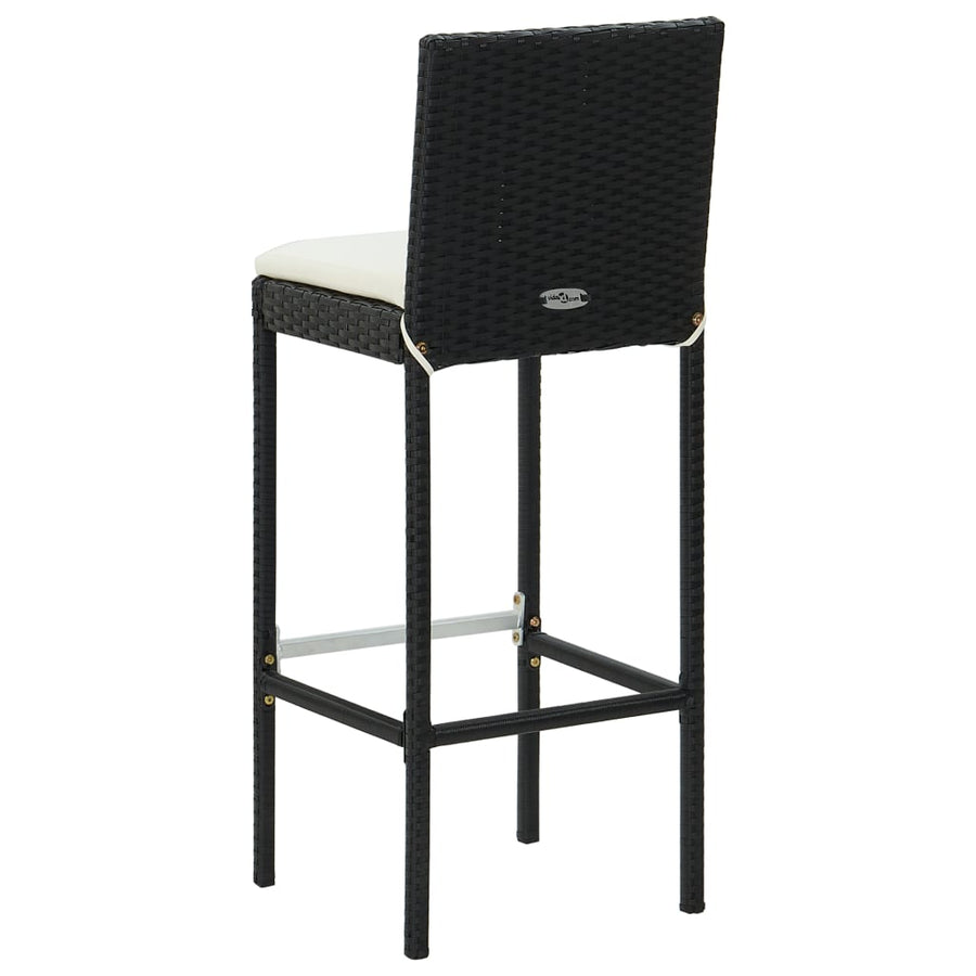 -Delige Tuinbarset Met Kussens Poly Rattan 5 Zwart