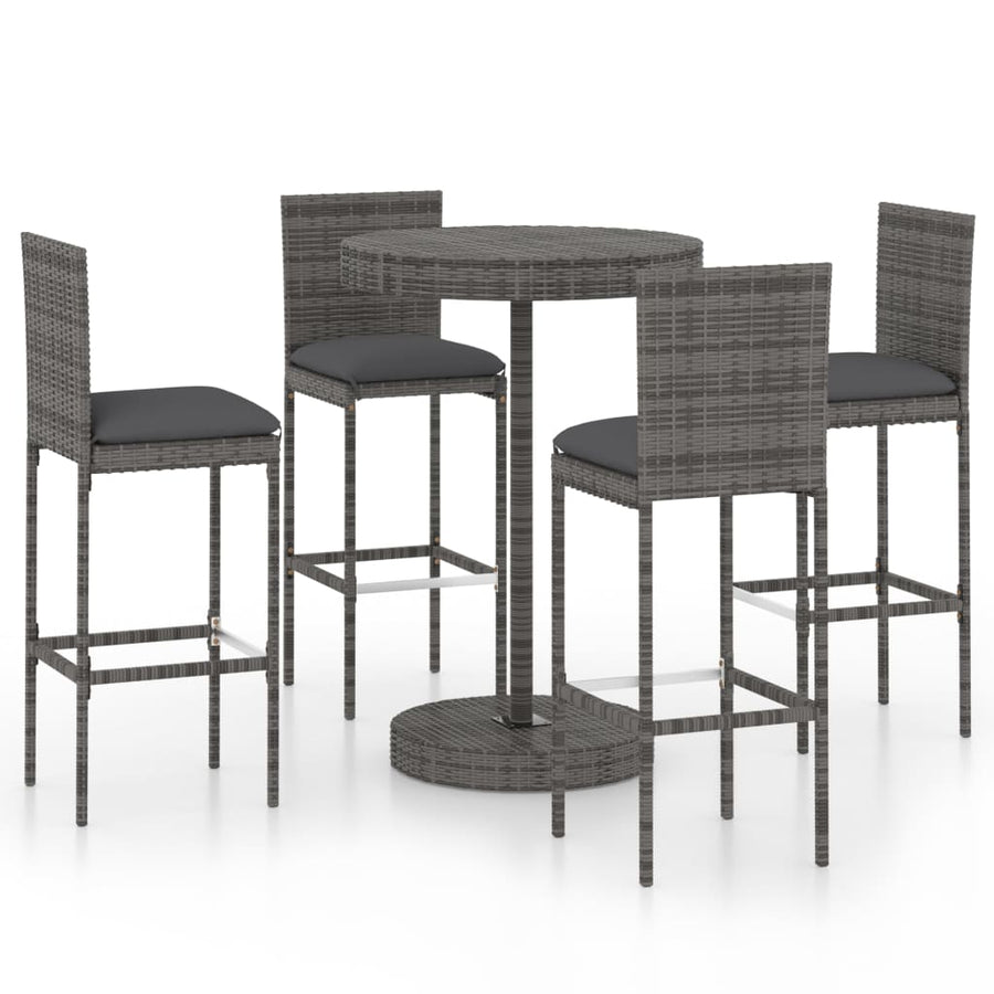 -Delige Tuinbarset Met Kussens Poly Rattan 5 Grijs