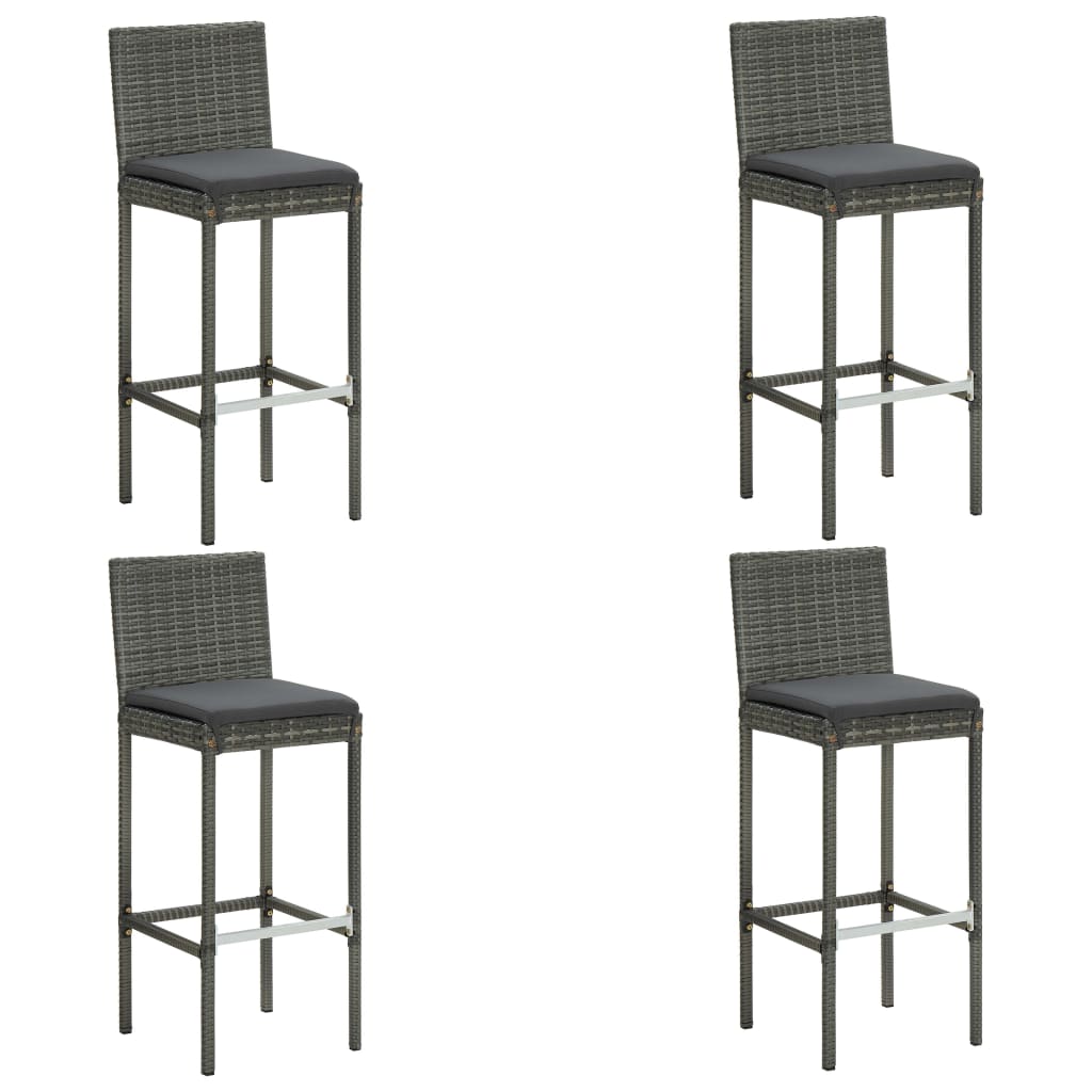 -Delige Tuinbarset Met Kussens Poly Rattan 5 Grijs