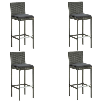 -Delige Tuinbarset Met Kussens Poly Rattan 5 Grijs