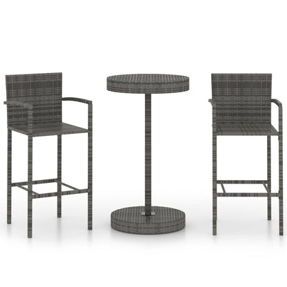 -Delige Tuinbarset Poly Rattan 3 Grijs