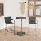 3-piece Poly Rattan Garden Bar Set Grey