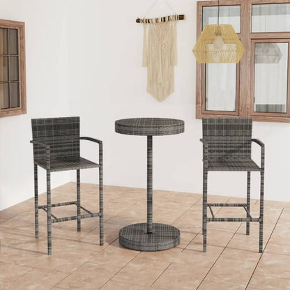 -Delige Tuinbarset Poly Rattan 3 Grijs