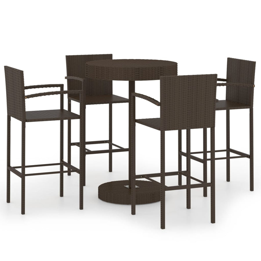 -Delige Tuinbarset Poly Rattan 5 Bruin
