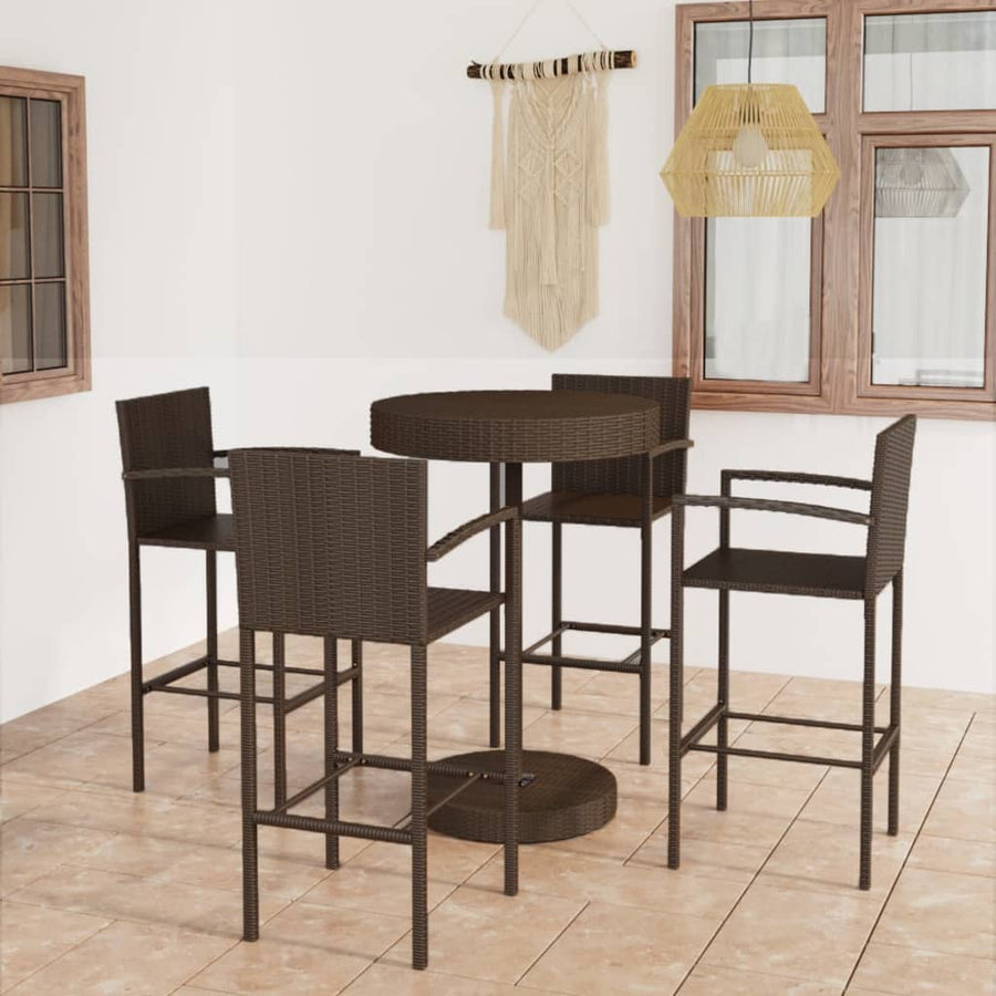 -Delige Tuinbarset Poly Rattan 5 Bruin