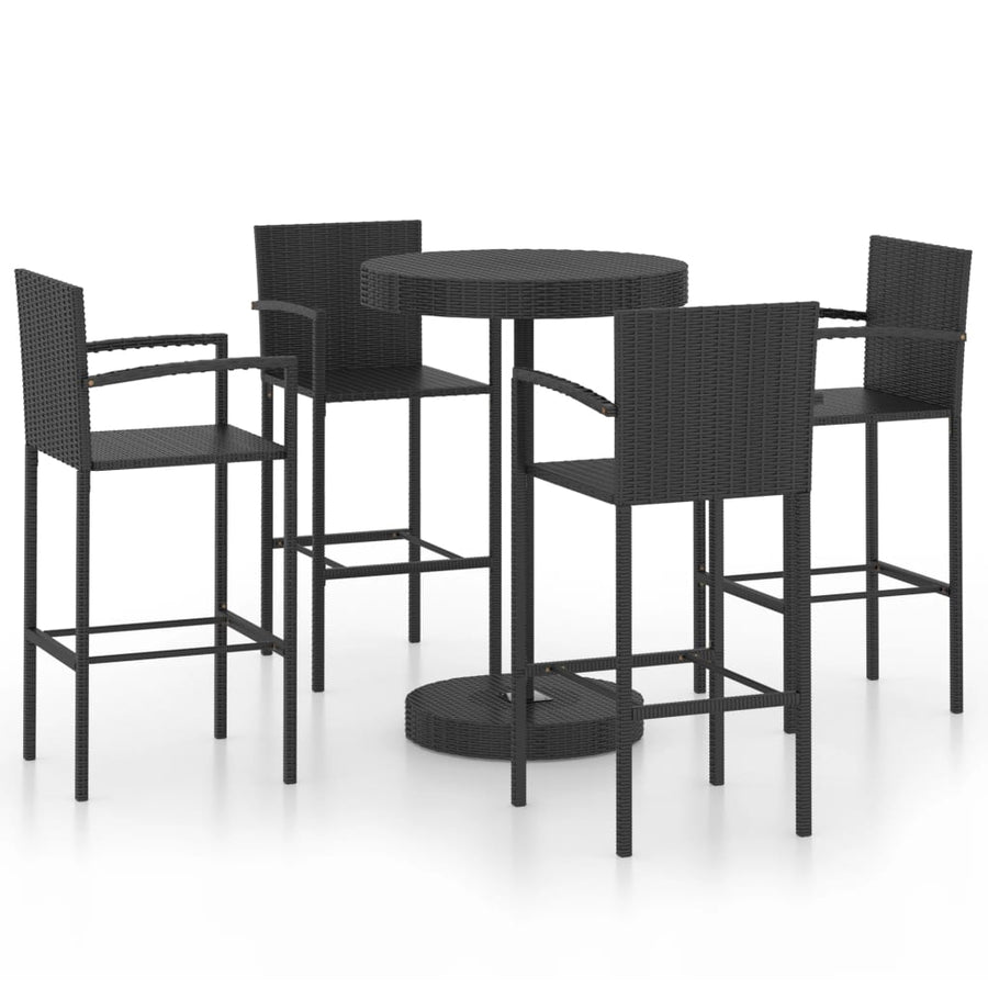-Delige Tuinbarset Poly Rattan 5 Zwart