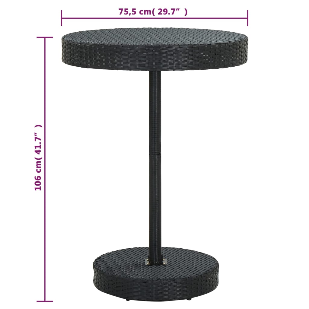-Delige Tuinbarset Poly Rattan 5 Zwart