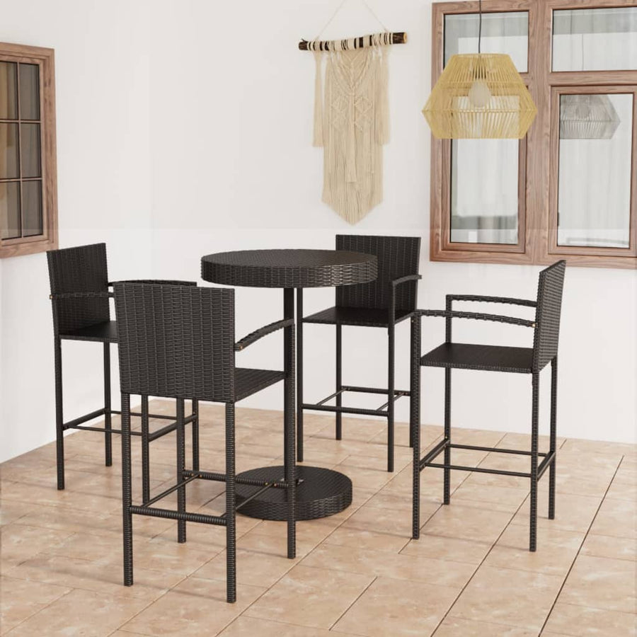 -Delige Tuinbarset Poly Rattan 5 Zwart