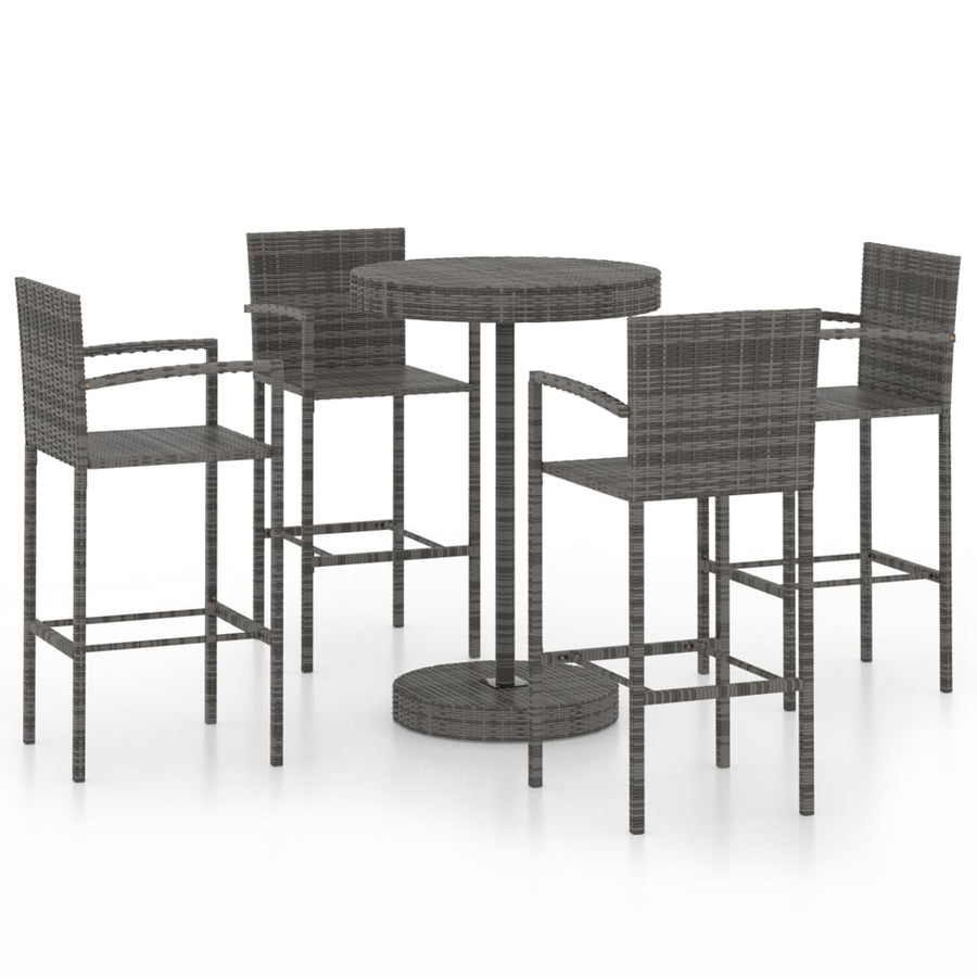 -Delige Tuinbarset Poly Rattan 5 Grijs