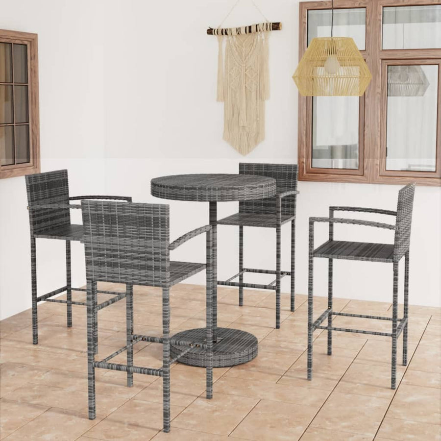 -Delige Tuinbarset Poly Rattan 5 Grijs
