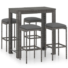 -Delige Tuinbarset Met Kussens Poly Rattan Grijs 5 100 cm tafellengte
