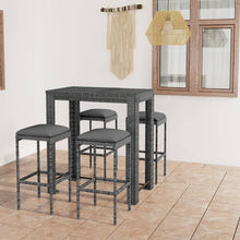 -Delige Tuinbarset Met Kussens Poly Rattan Grijs 5 100 cm tafellengte