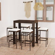 Tuinbarset 7-delig poly rattan bruin met kussens