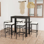 Tuinbarset 7-delig poly rattan zwart