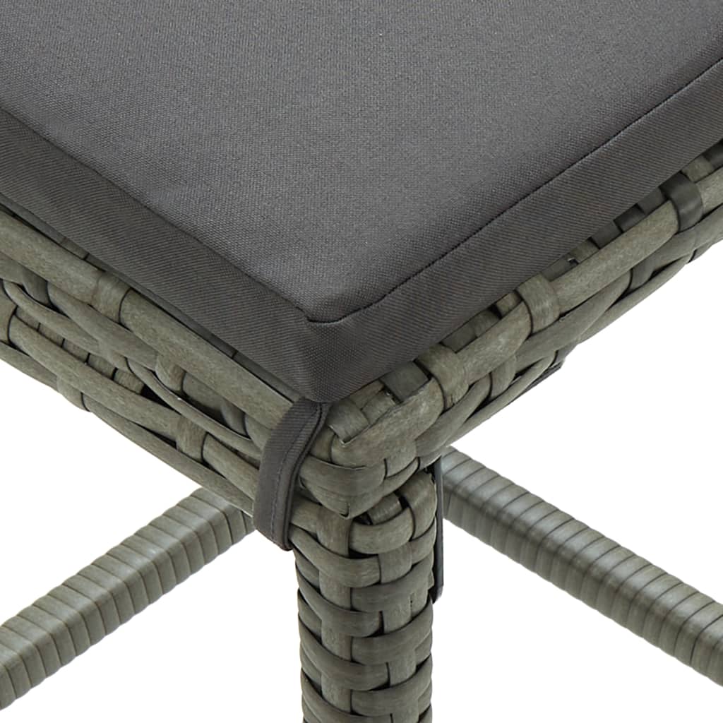 7-delige Tuinbarset met kussens poly rattan grijs 7 100 cm tafellengte